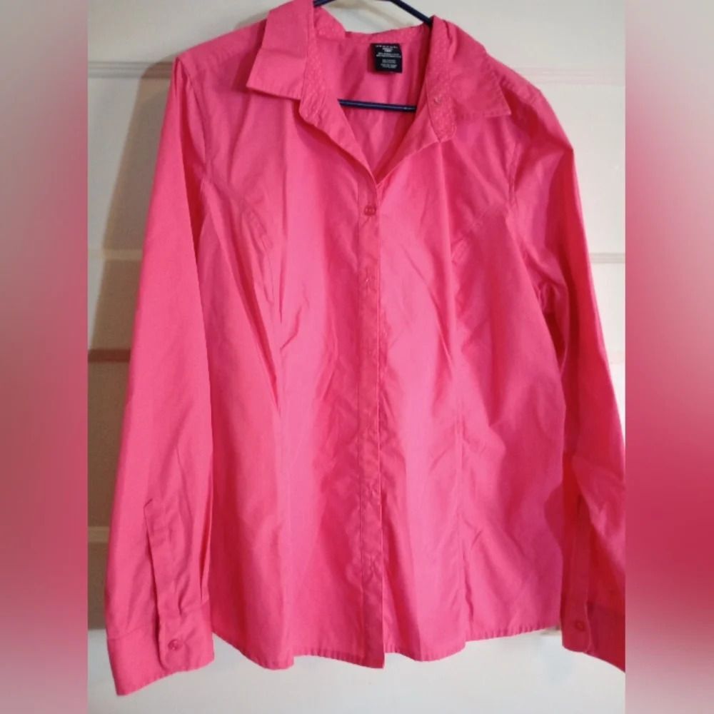 George 2XL pink polka dotted women's blouse